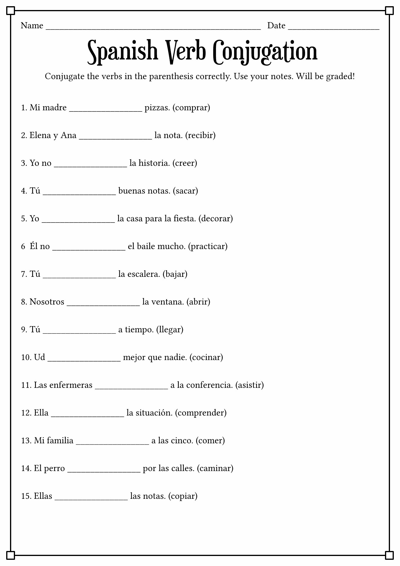 17 Best Images Of Spanish Conjugation Worksheets Printable Spanish 