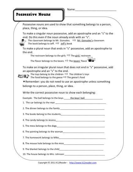 17 Best Images Of Worksheets Possessive Nouns Plural Possessive Nouns Worksheets Possessive 