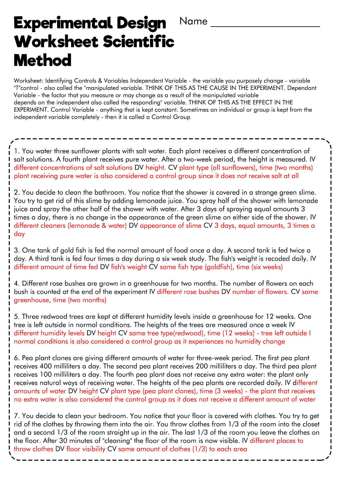 14 Best Images Of Scientific Variables Worksheet Scientific Method Scenarios Worksheet 