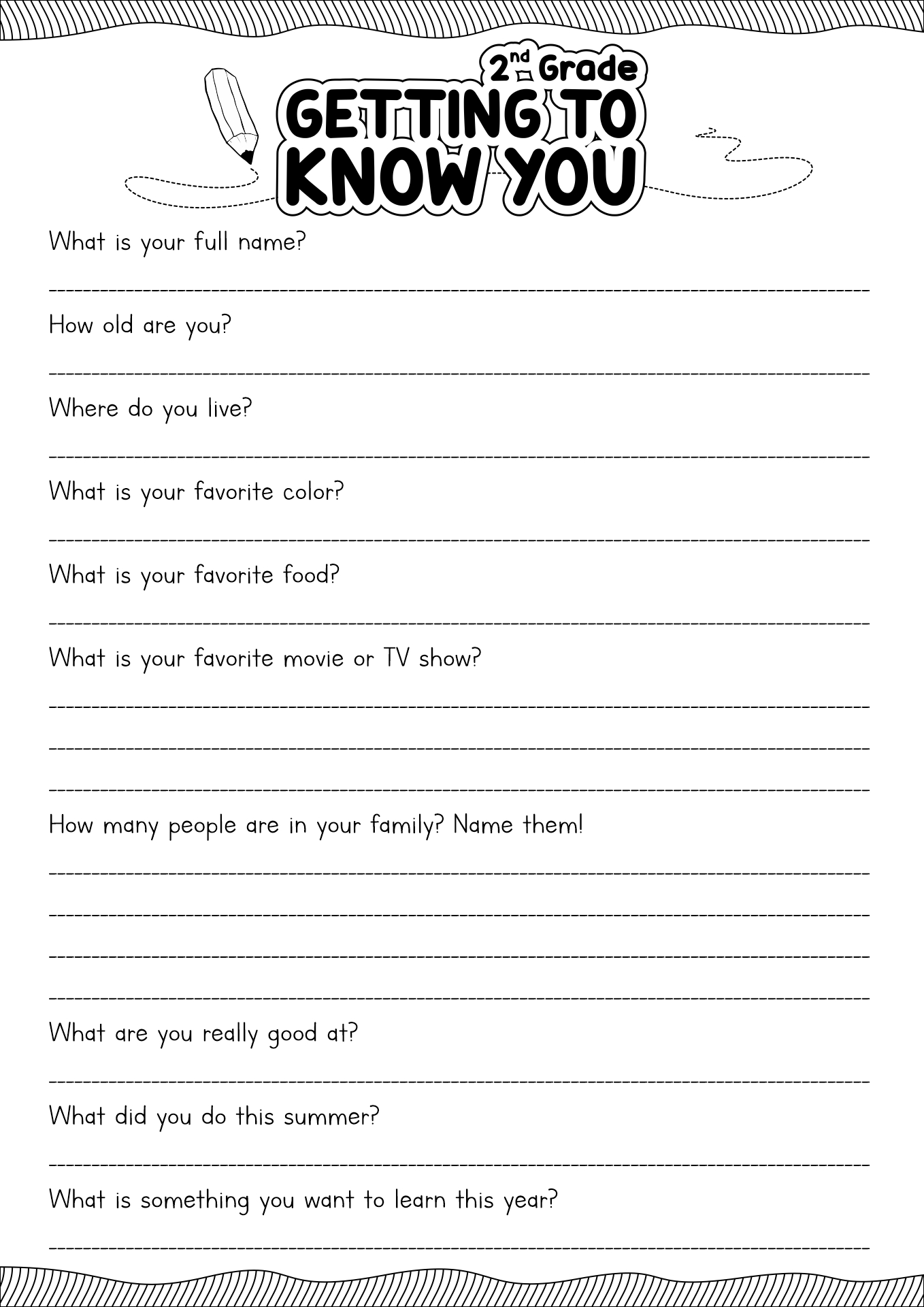 Student Get To Know You Worksheet Free Printable