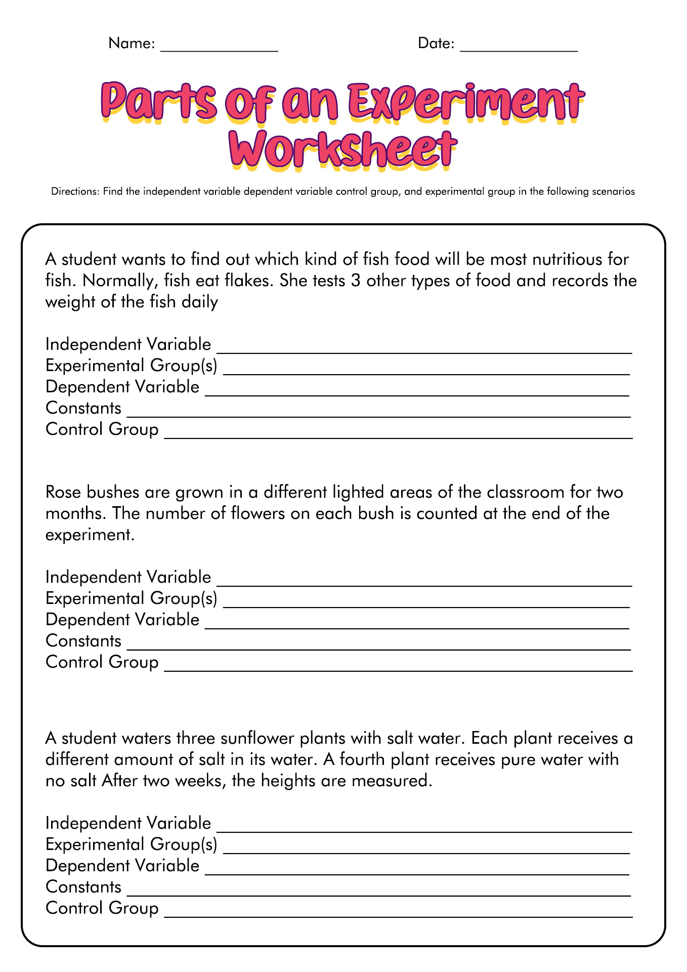 14 Best Images Of Scientific Variables Worksheet Scientific Method Scenarios Worksheet 