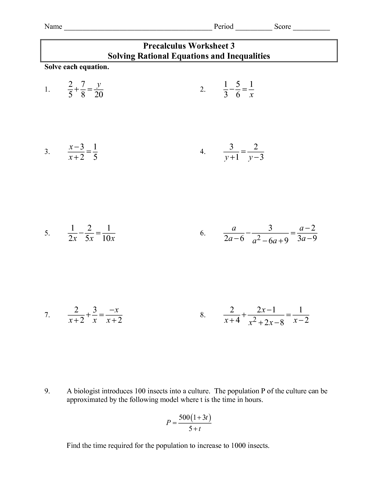 Printable Math Worksheets Linear Equations 8th Grade Linear Equations 