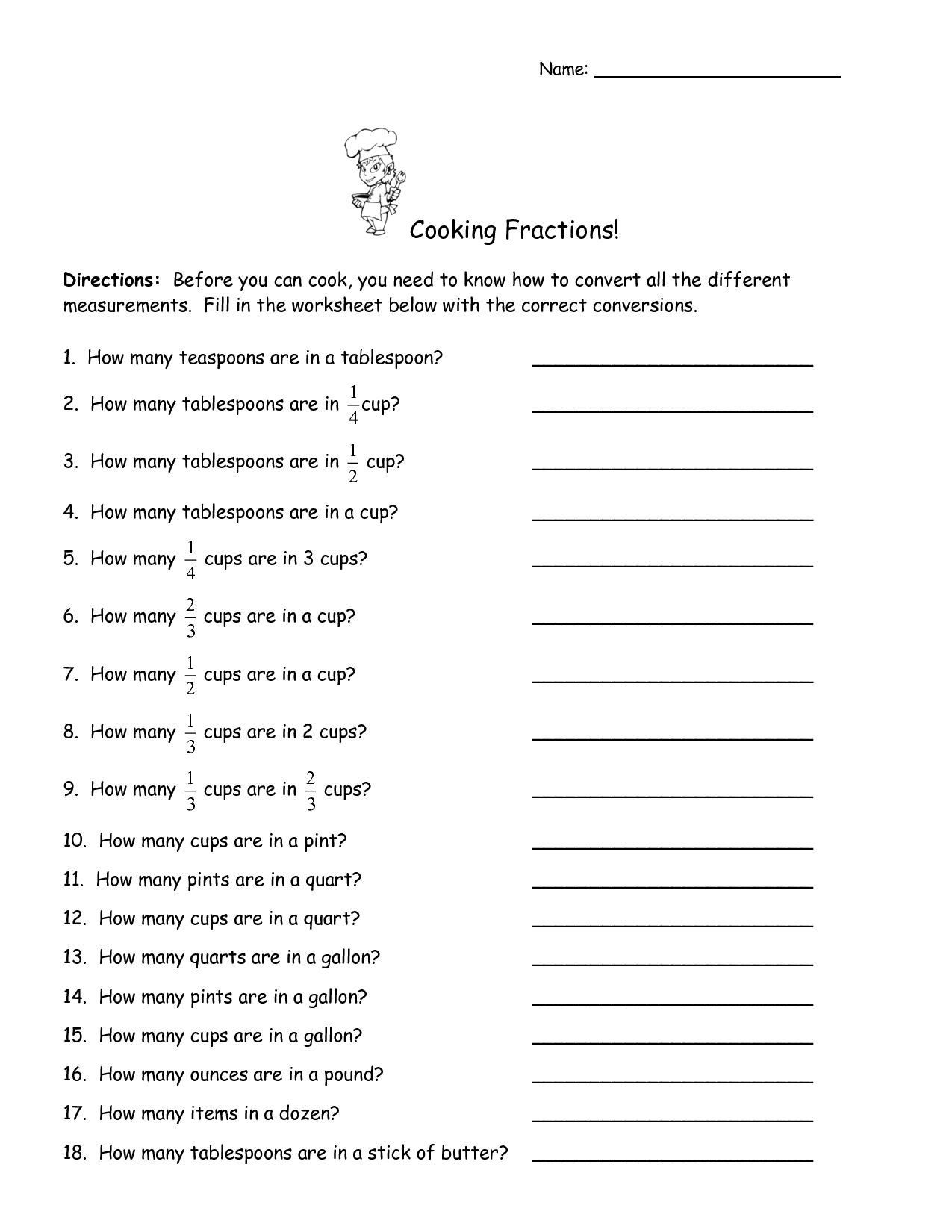 12 Best Images Of Fraction Worksheets Measuring Cup Cooking With Fractions Measuring Cups
