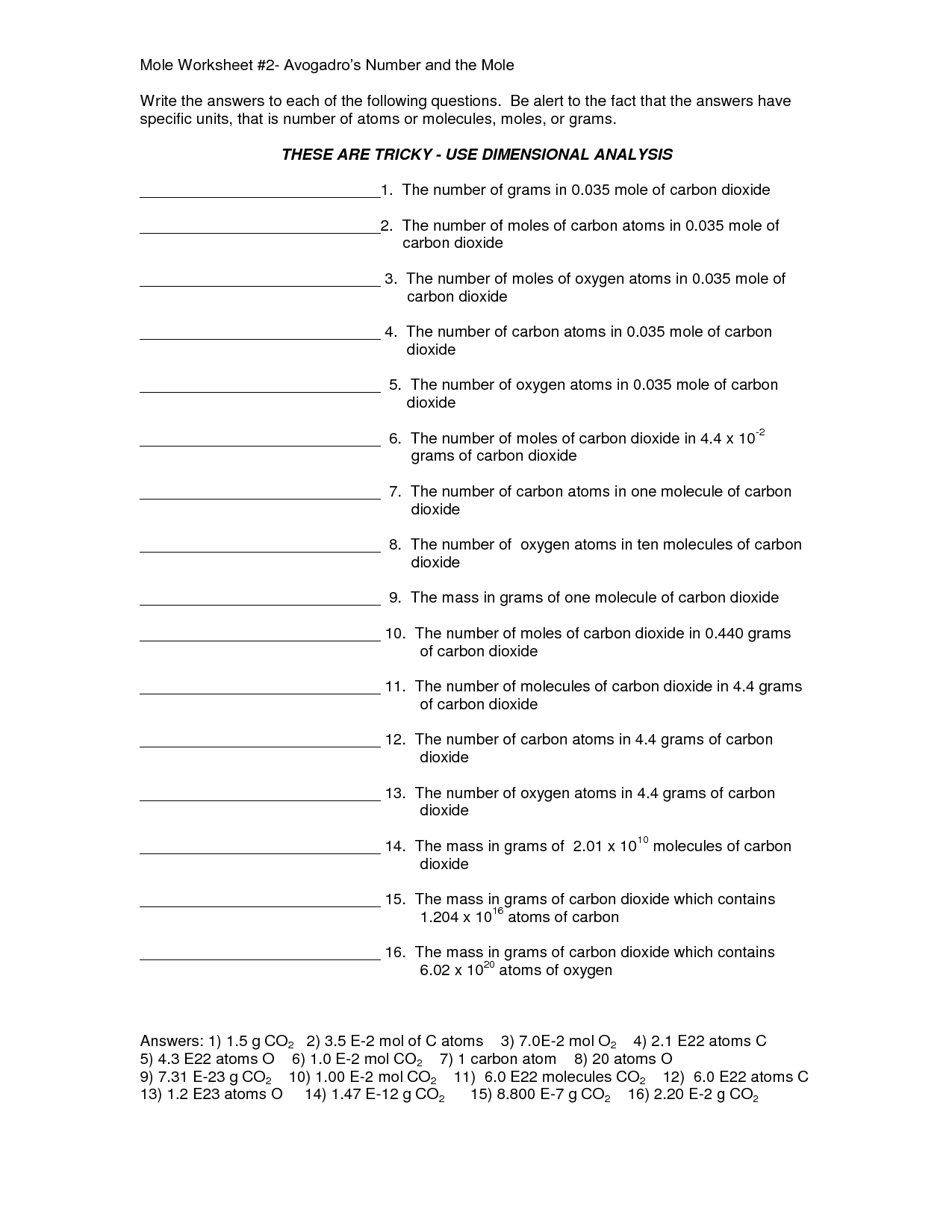 The Mole And Avogadro s Number Worksheet Pivotinspire