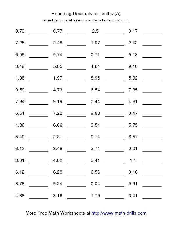 9 Best Images Of Worksheets Rounding To The Tenths 4th Grade Rounding Worksheets Rounding