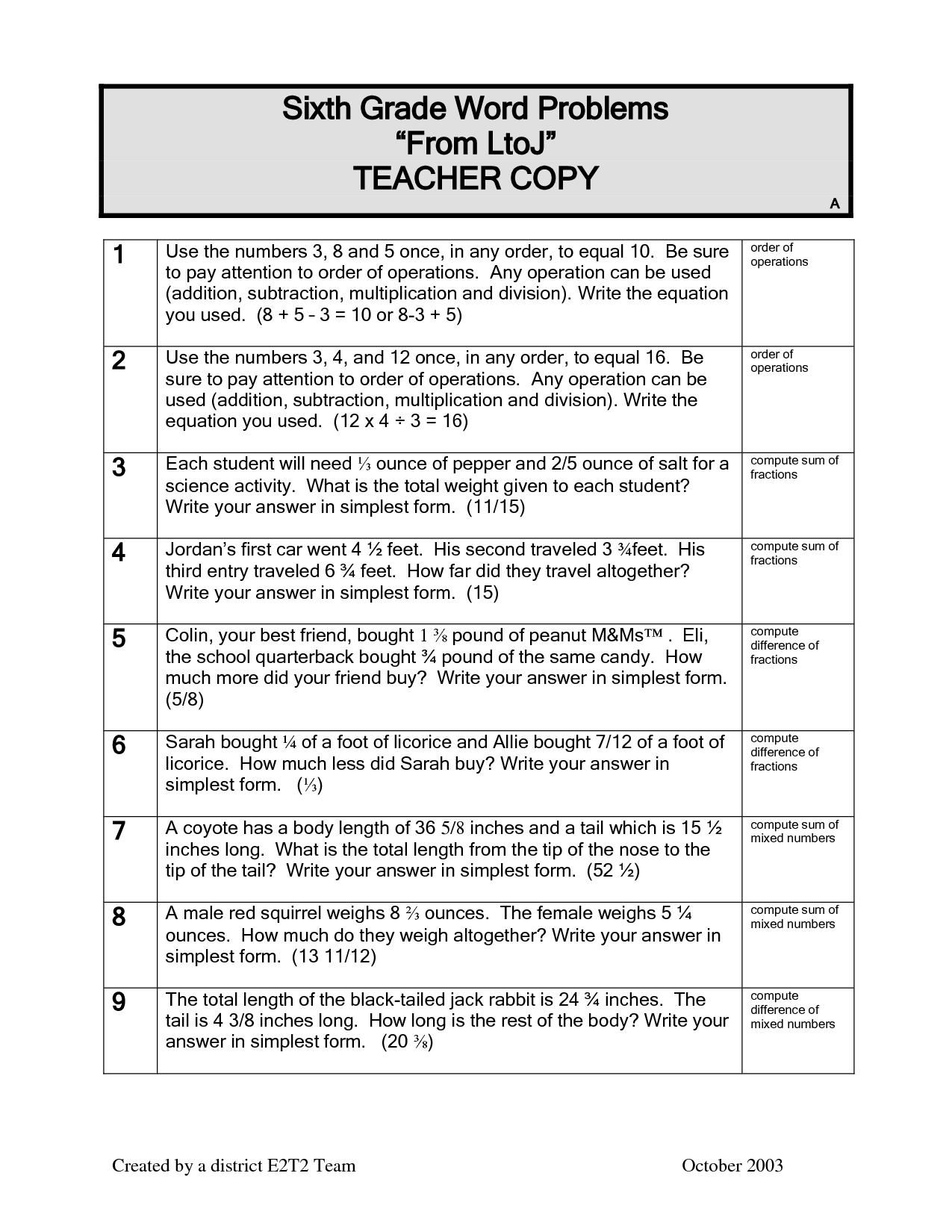 Problem Solving Problems For 6th Grade Stie pertiwi ac id