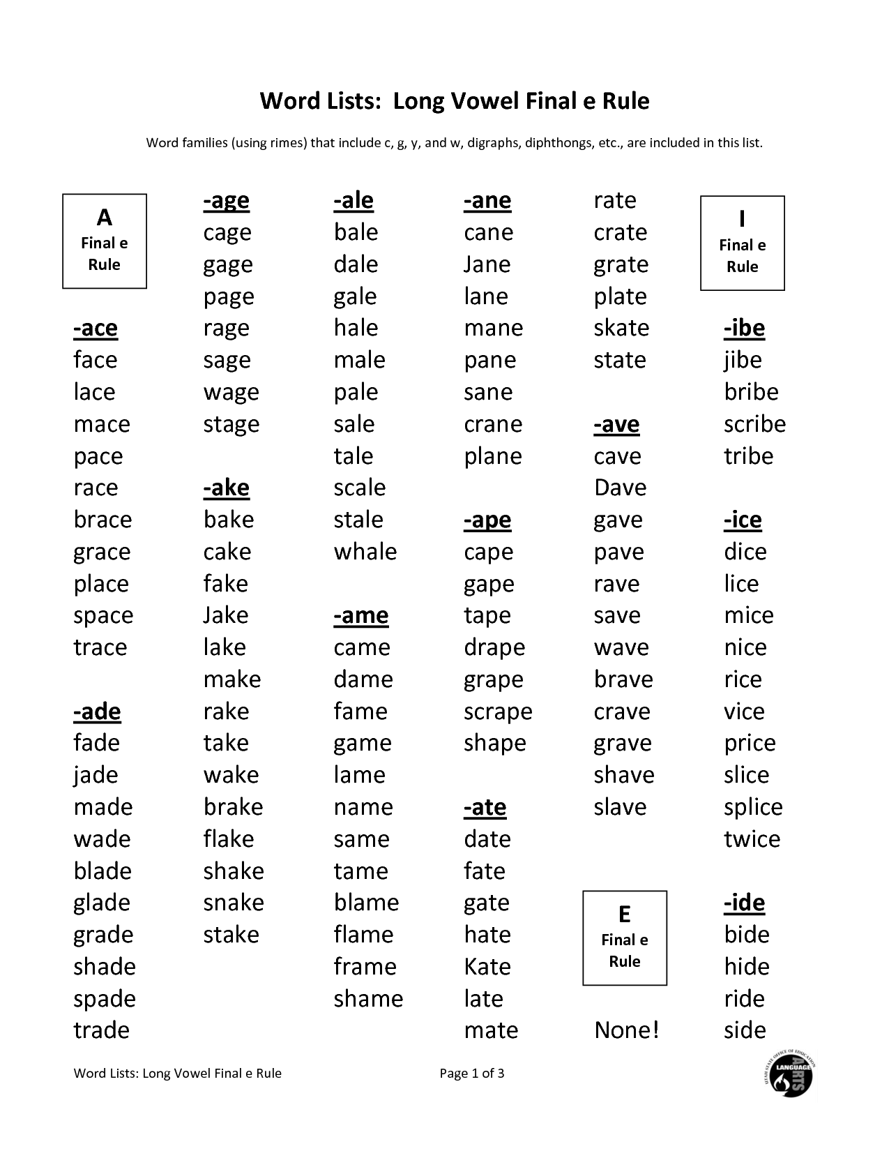 9 Best Images Of Vowel Consonant E Words Worksheets Long E Vowel Word 