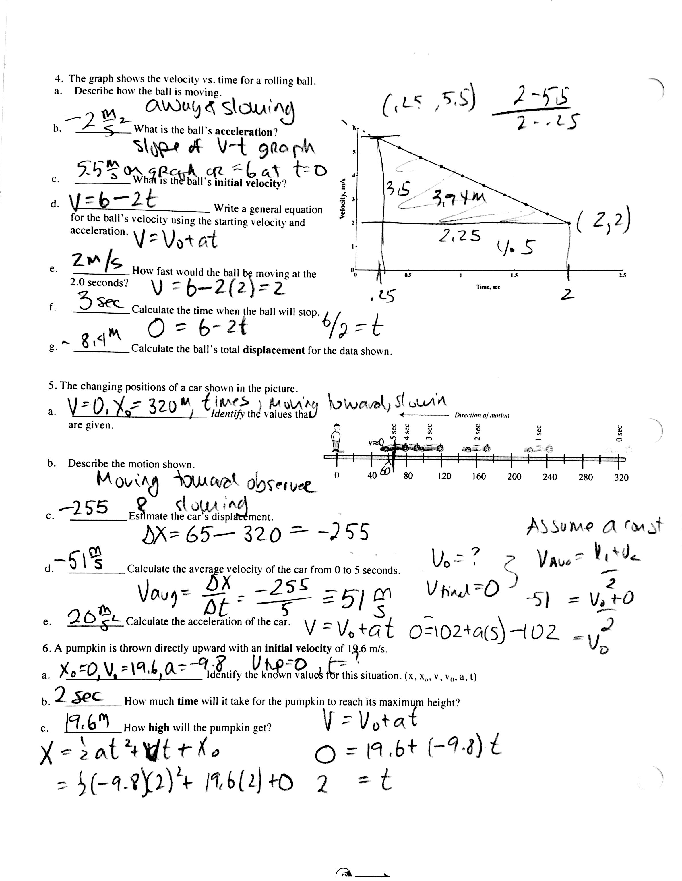 Kinematic And Linear Equation Practice Worksheet Answers Tessshebaylo