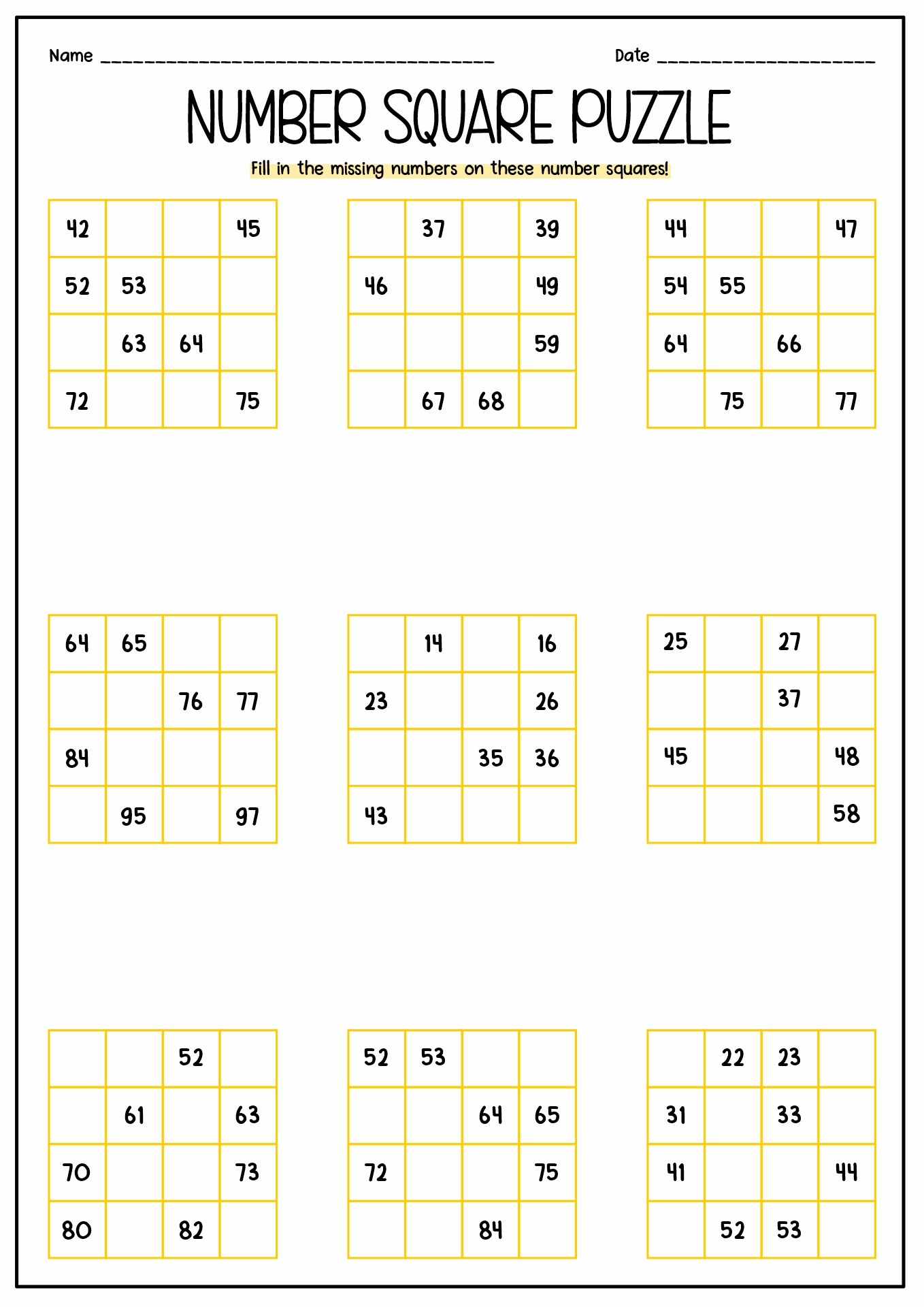 12 Best Images Of Hundreds Square Worksheet Missing Puzzle With Numbers In Squares 100 Number