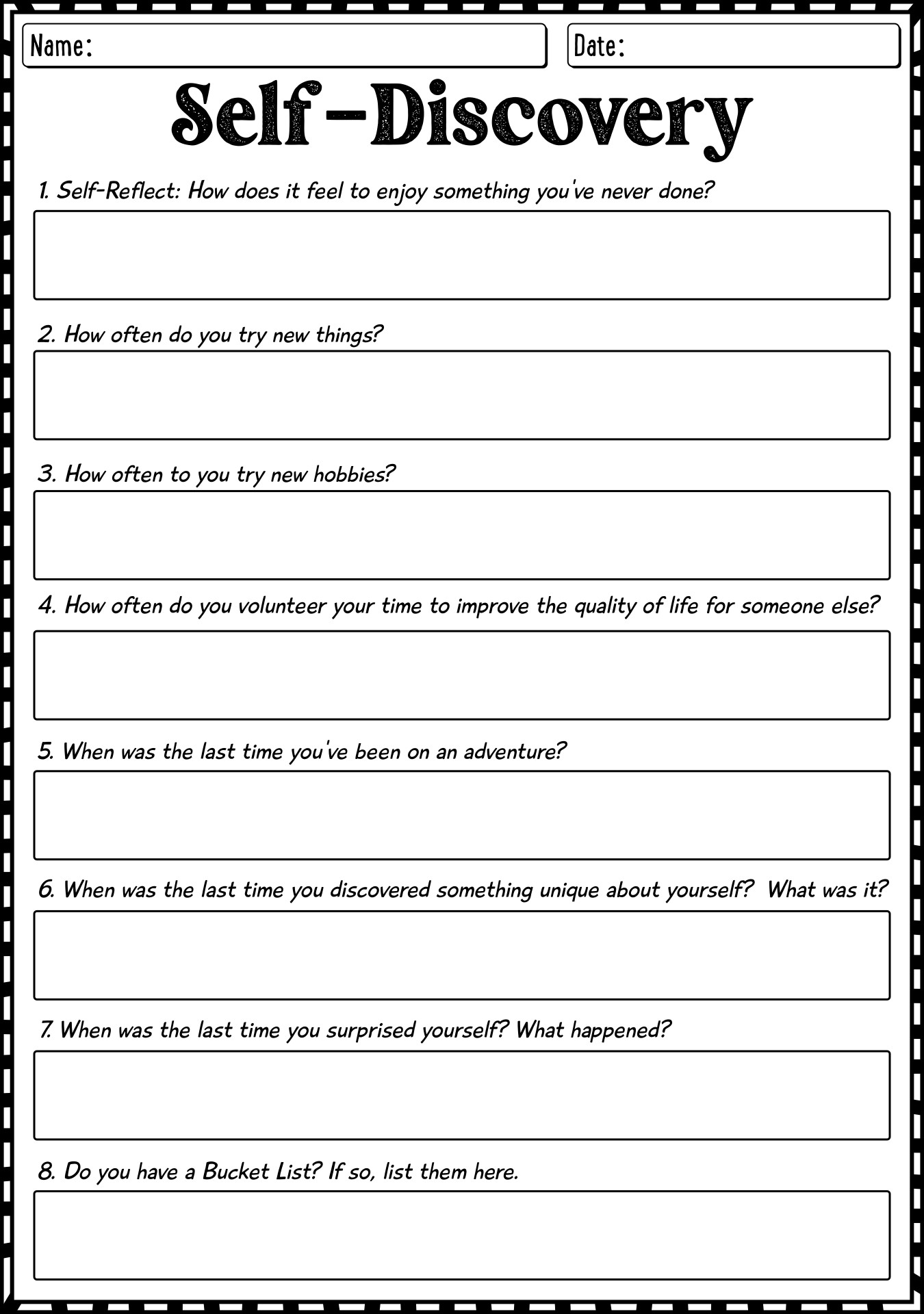 Children’s Self-Discovery Worksheets