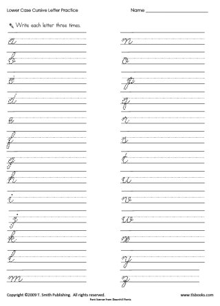 Cursive Writing Practice Letter Worksheets