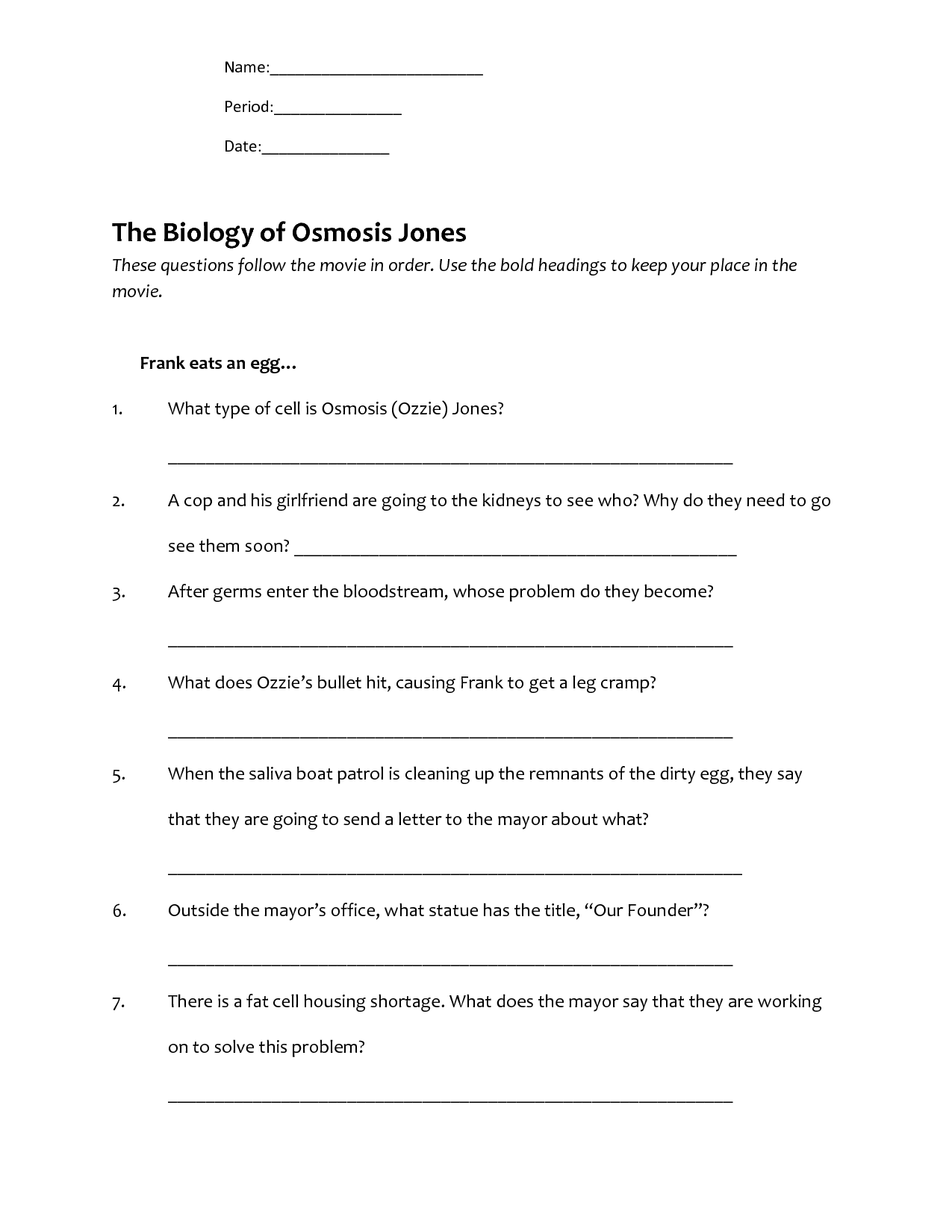 9 Osmosis Jones Worksheet Answer Key Worksheeto