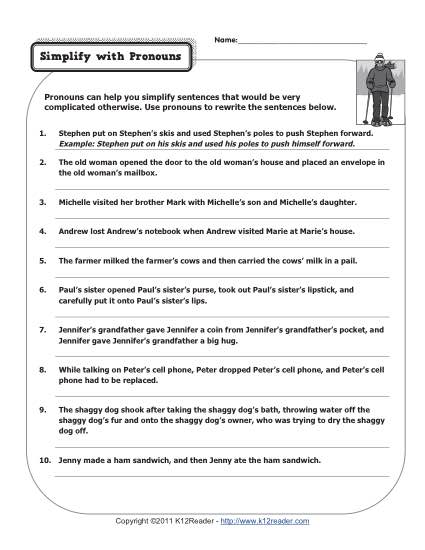 7th Grade Pronouns Worksheets