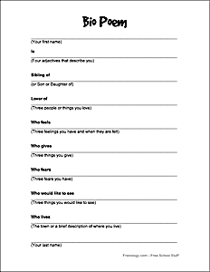 Biography Template Bio Poem