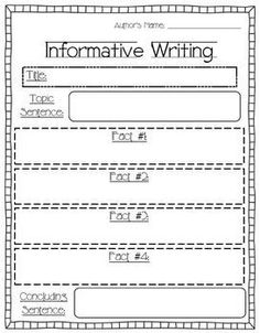 First Grade Informational Writing Organizer