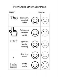 First Grade Sentence Writing Rubric