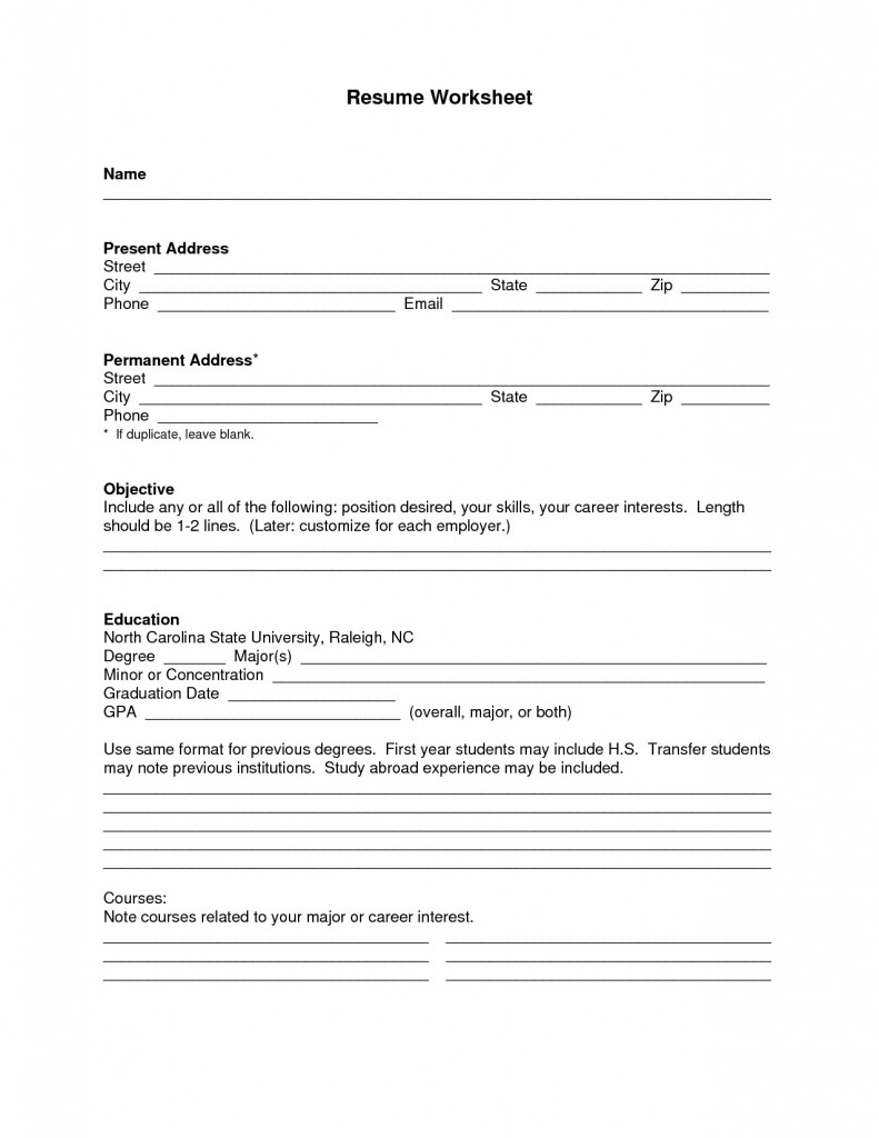 Free Blank Resume Templates Word