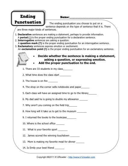 Free Printable Punctuation Worksheets