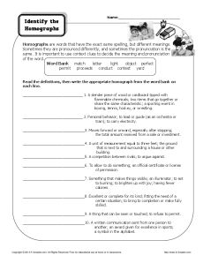 Homograph Worksheets