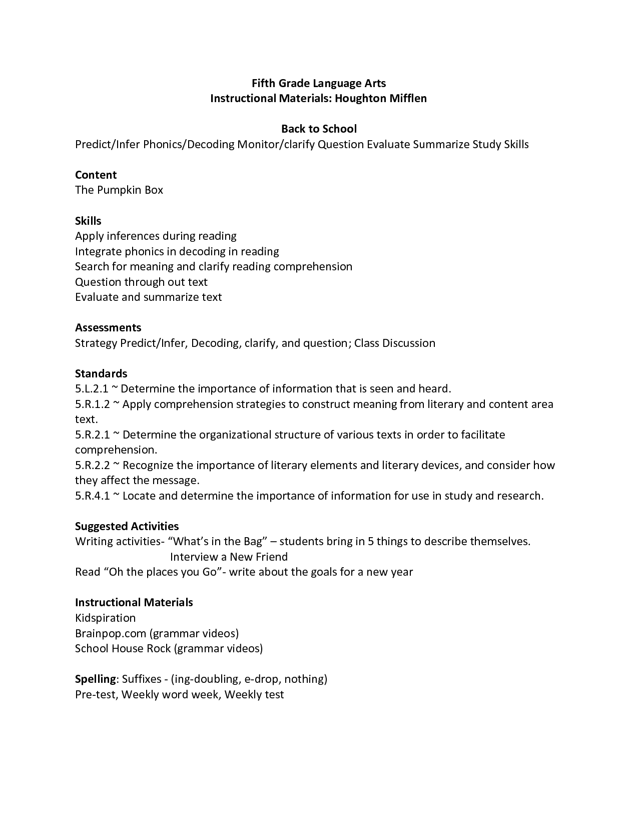 Mountain Language Worksheet 5th Grade