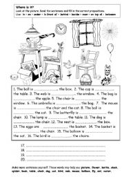 Place Prepositions Worksheets