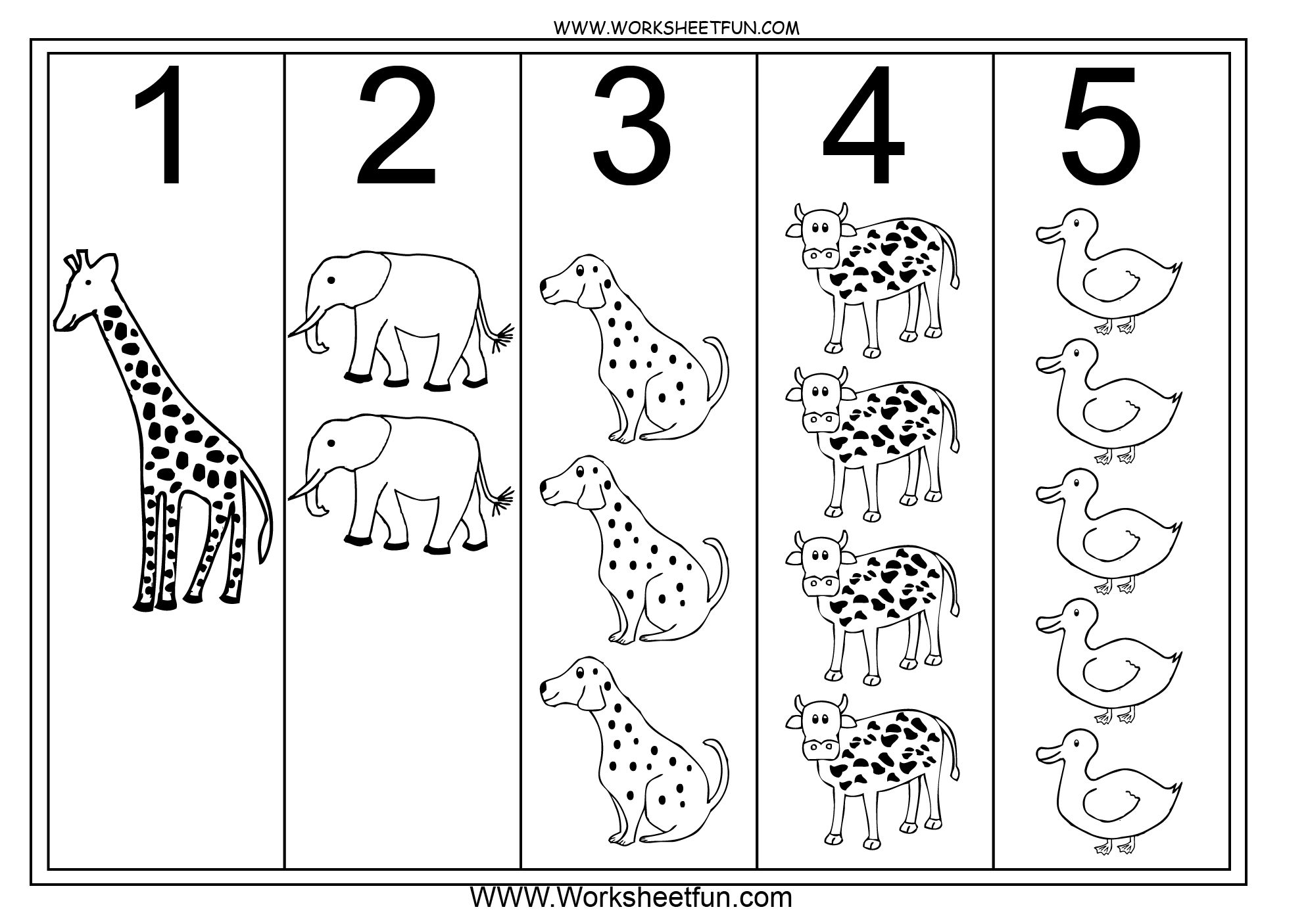 Preschool Worksheets Numbers 1 5