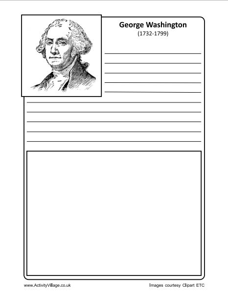 President George Washington Writing Template