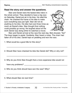 Printable 3rd Grade Short Story with Questions