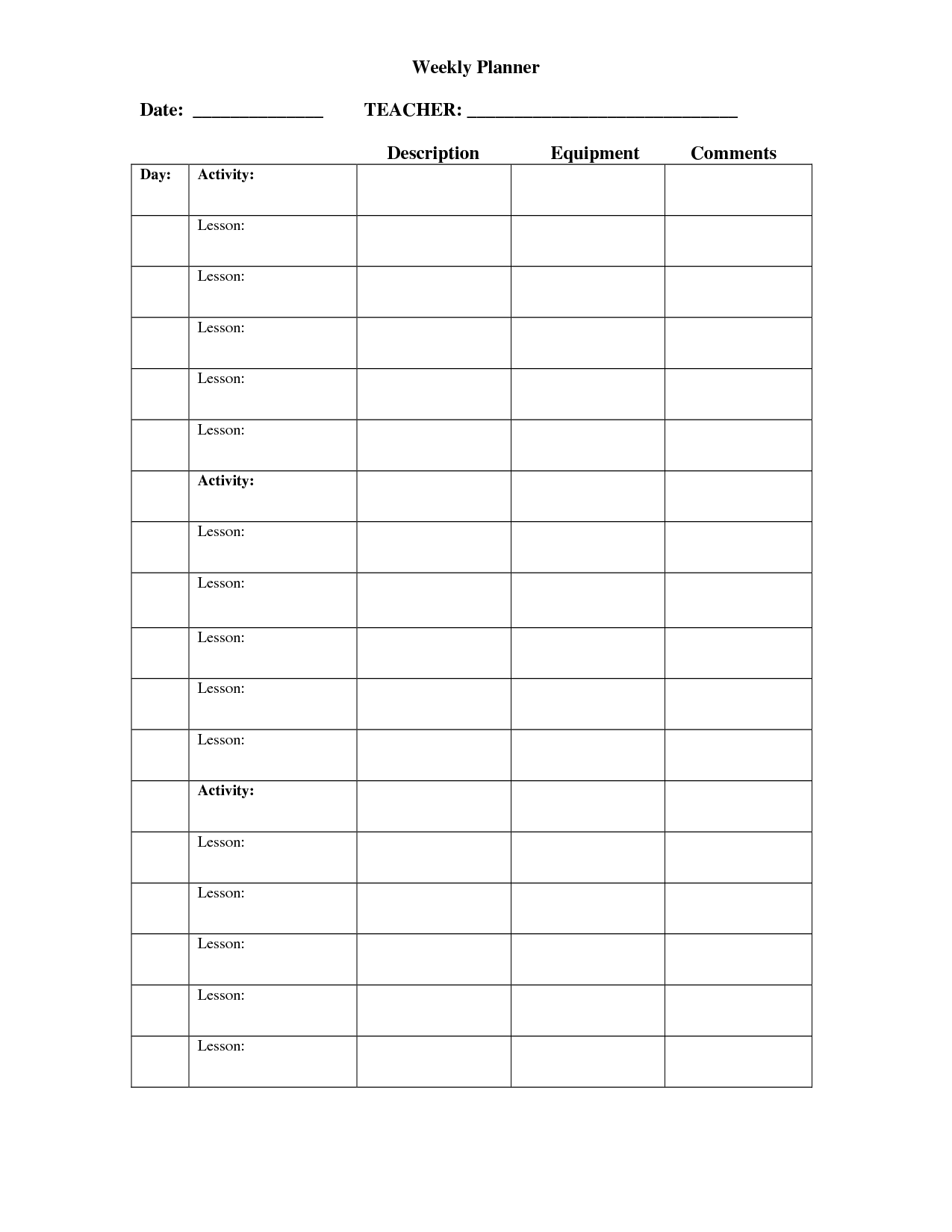 15 Free Printable Teacher Planner Worksheets / worksheeto com