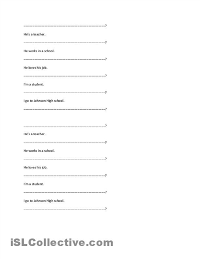 Printable Wh-Question Worksheets