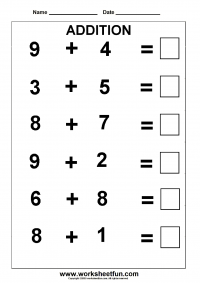 Simple Addition Worksheet Kindergarten