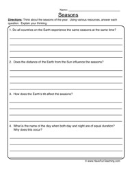 Teaching Seasons Worksheets