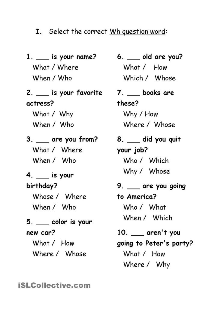 Wh-Questions Worksheets for Kids