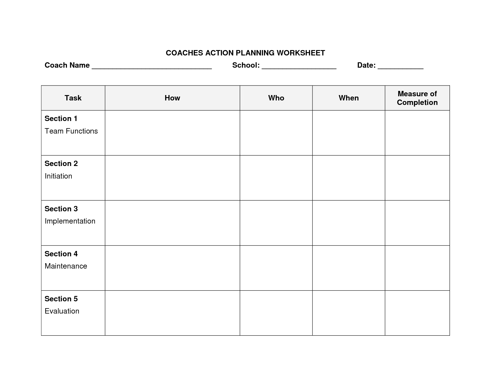 Action Plan Worksheet Template