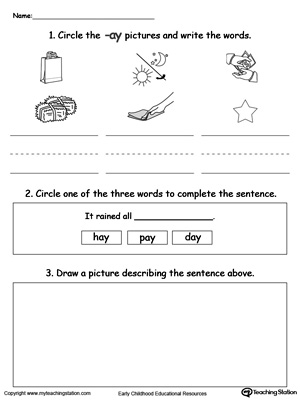 Ay Word Family Worksheets