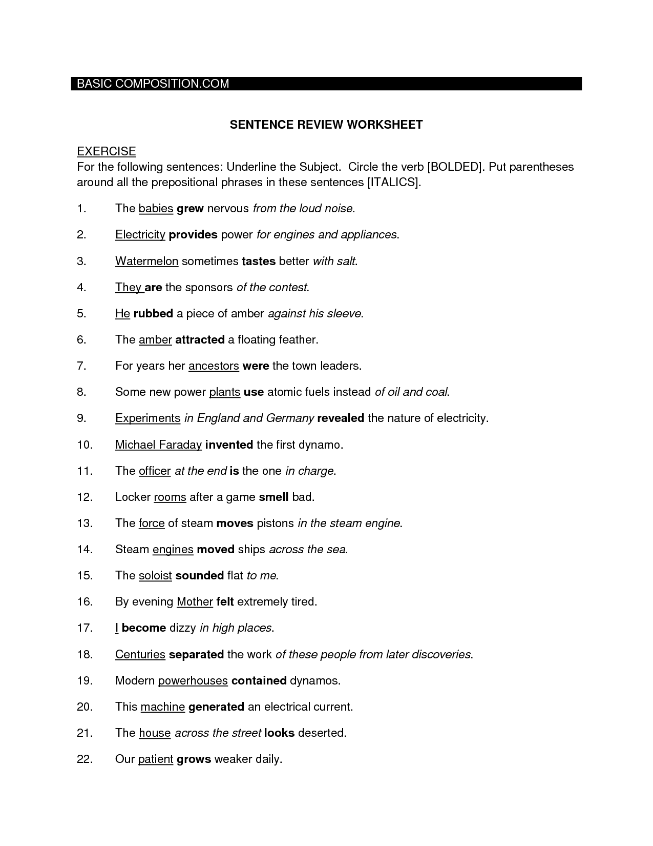 16 Basic Sentence Structure Worksheets Worksheeto