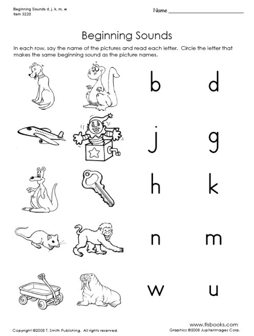 Beginning Sounds Worksheets