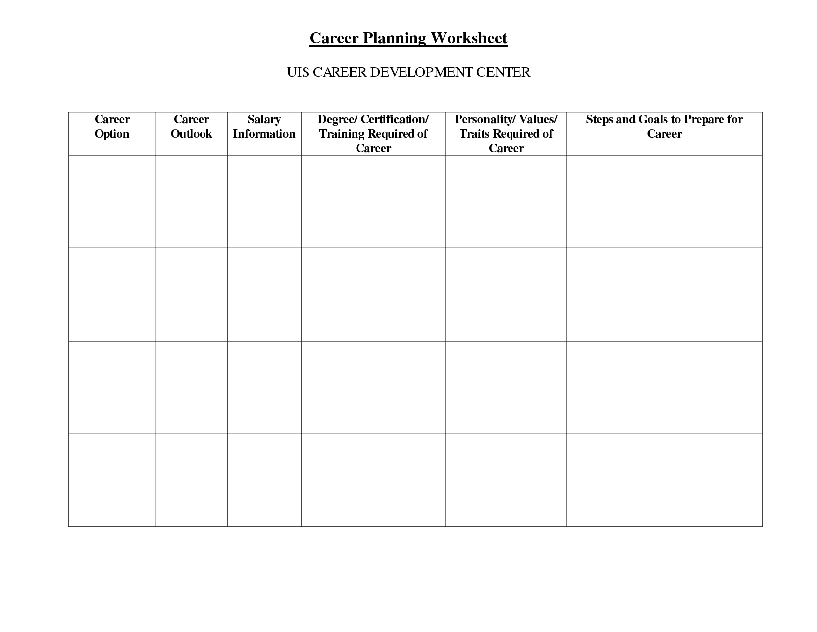 Career Planning Worksheet