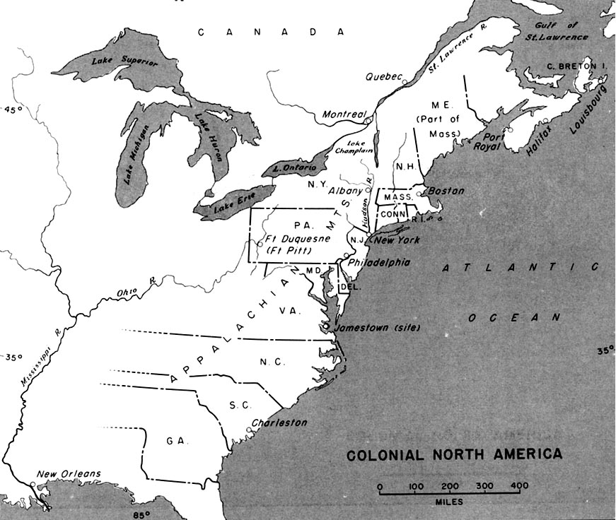 Colonial North America Map