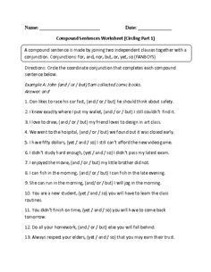 Compound Sentences Worksheet