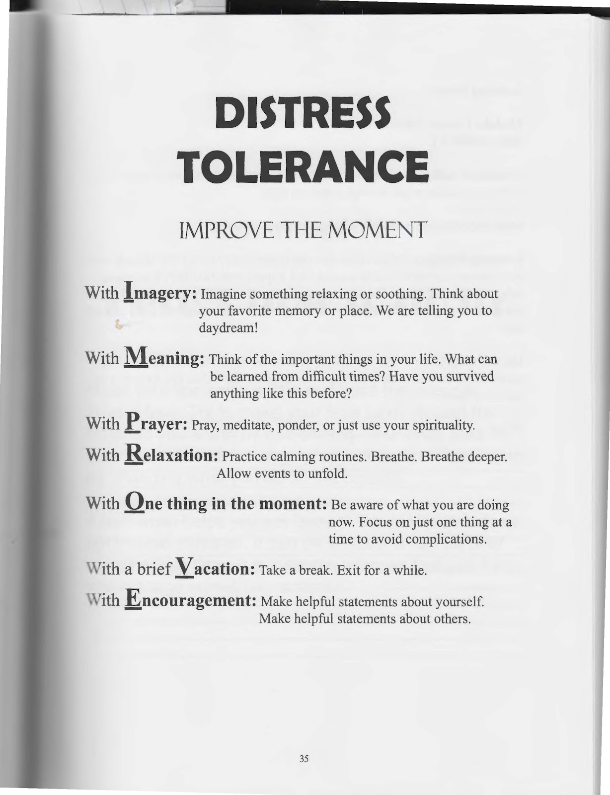 Dialectical Behavior Therapy Distress Tolerance