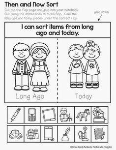 Kindergarten Worksheets Long Ago and Today