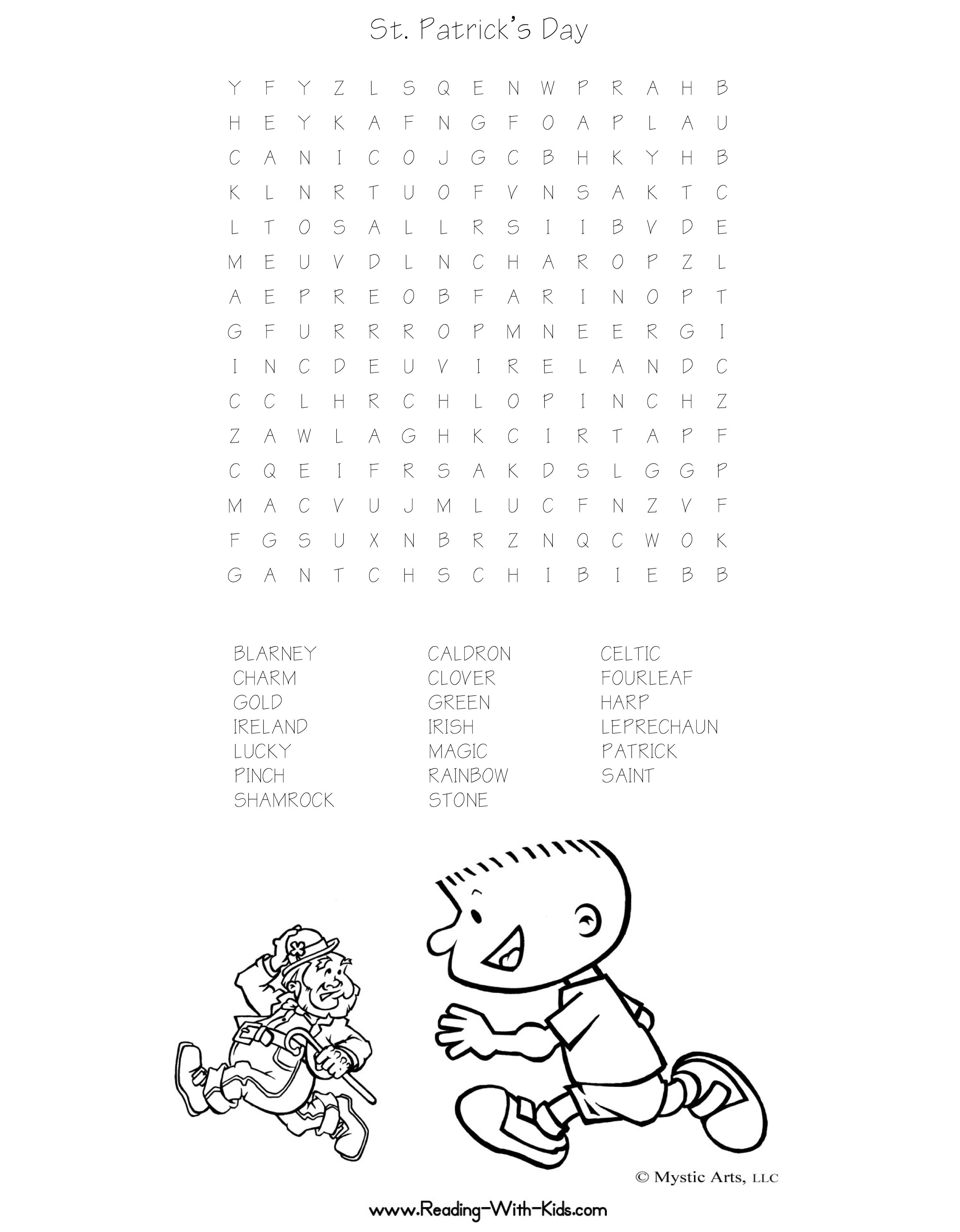 St. Patricks Day Word Search Kids