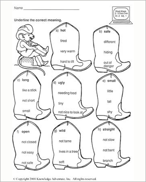 2nd Grade Worksheets Word Bank