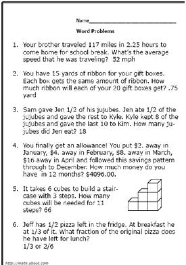 16 6th Grade Math Worksheets Problems Worksheeto