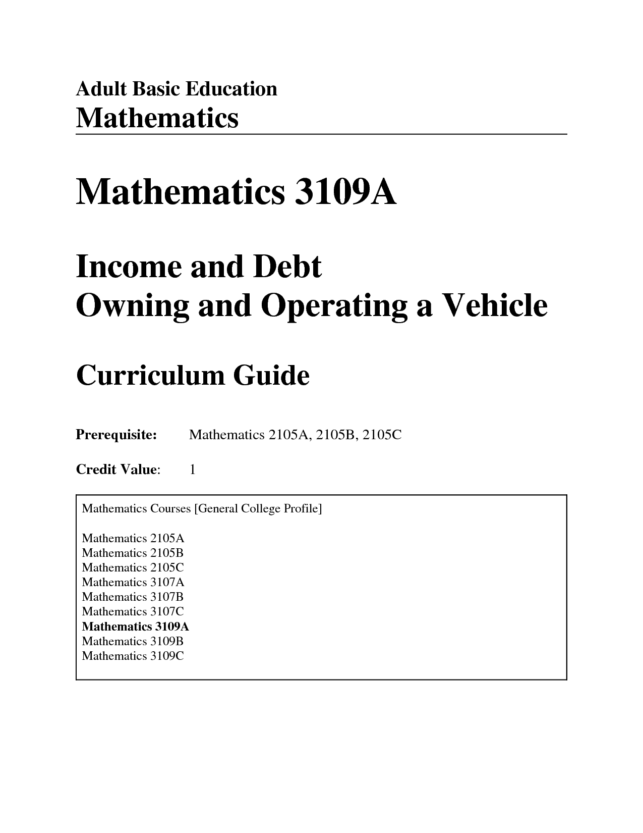 Adult Basic Education Math Test