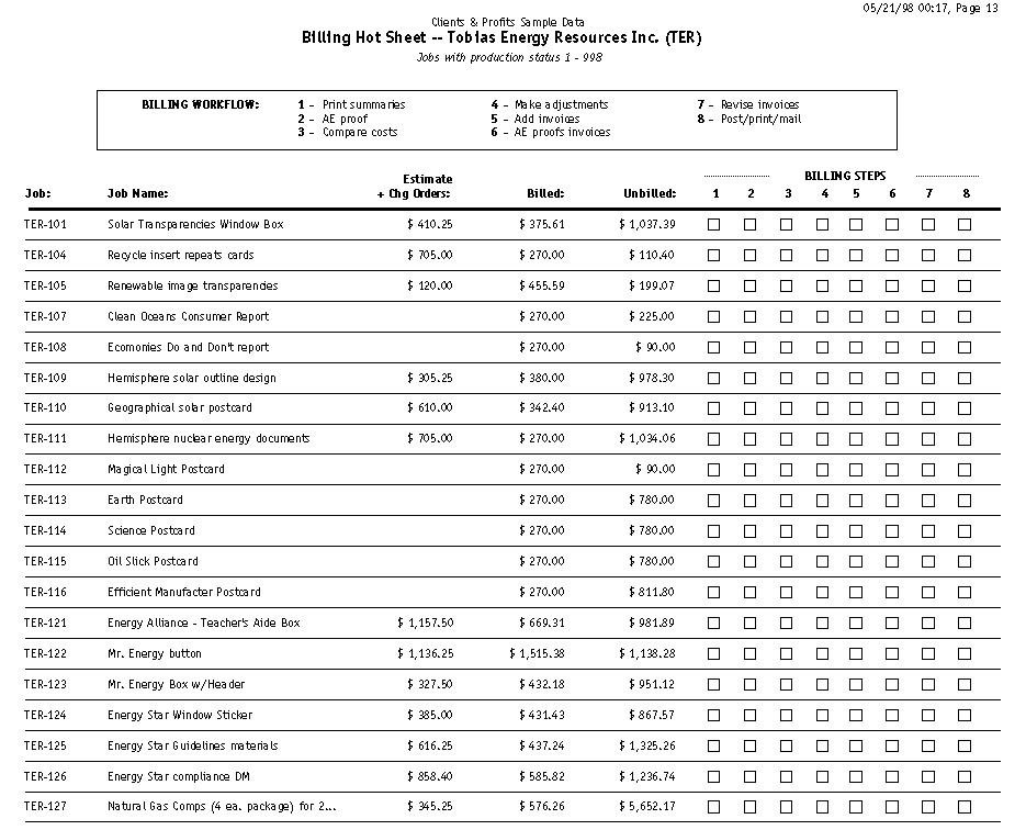 Billing Time Sheets