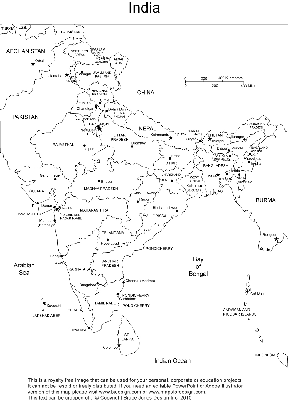 Blank India Map with States