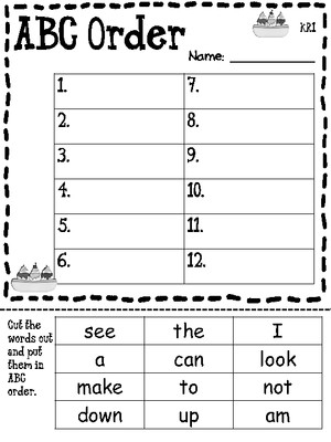 Cut and Paste ABC Order Worksheets