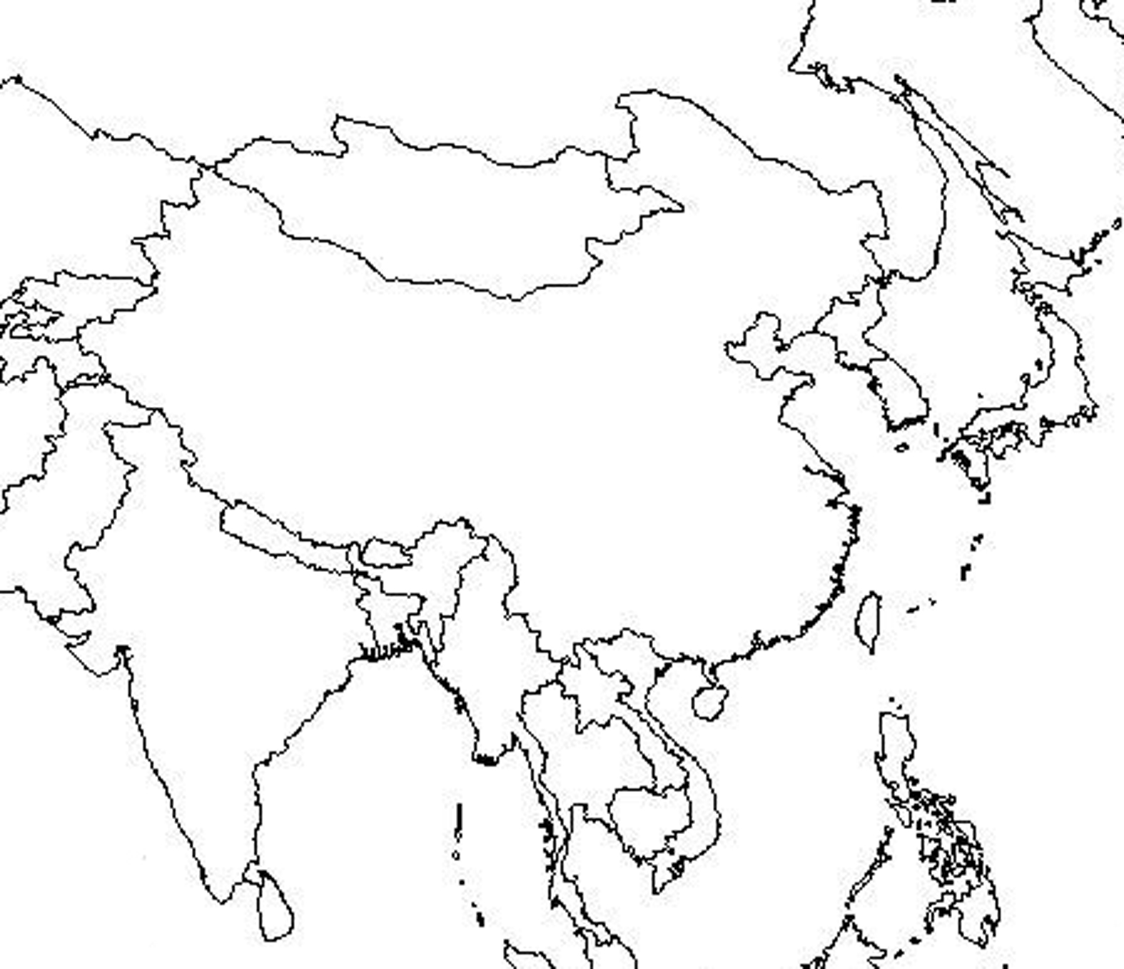 East Asia Blank Outline Map